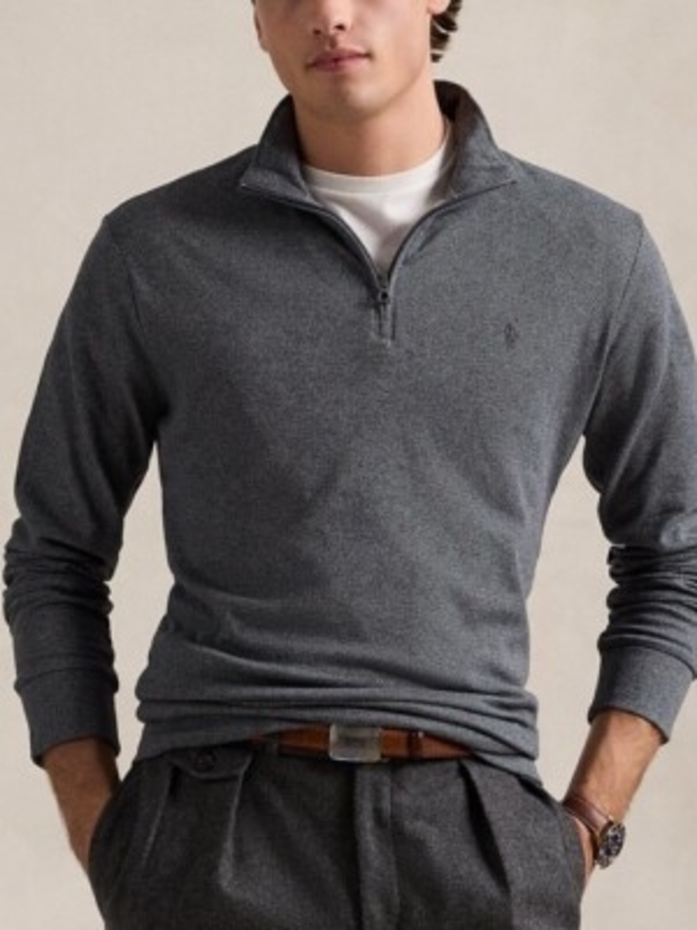 Ralph Lauren Men's Grey Half-Zip Pullover Sweater